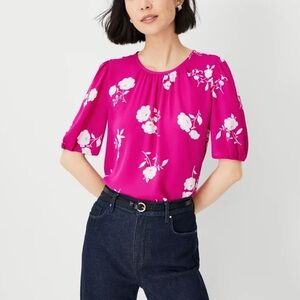 Ann Taylor Fuchsia Floral Blouse